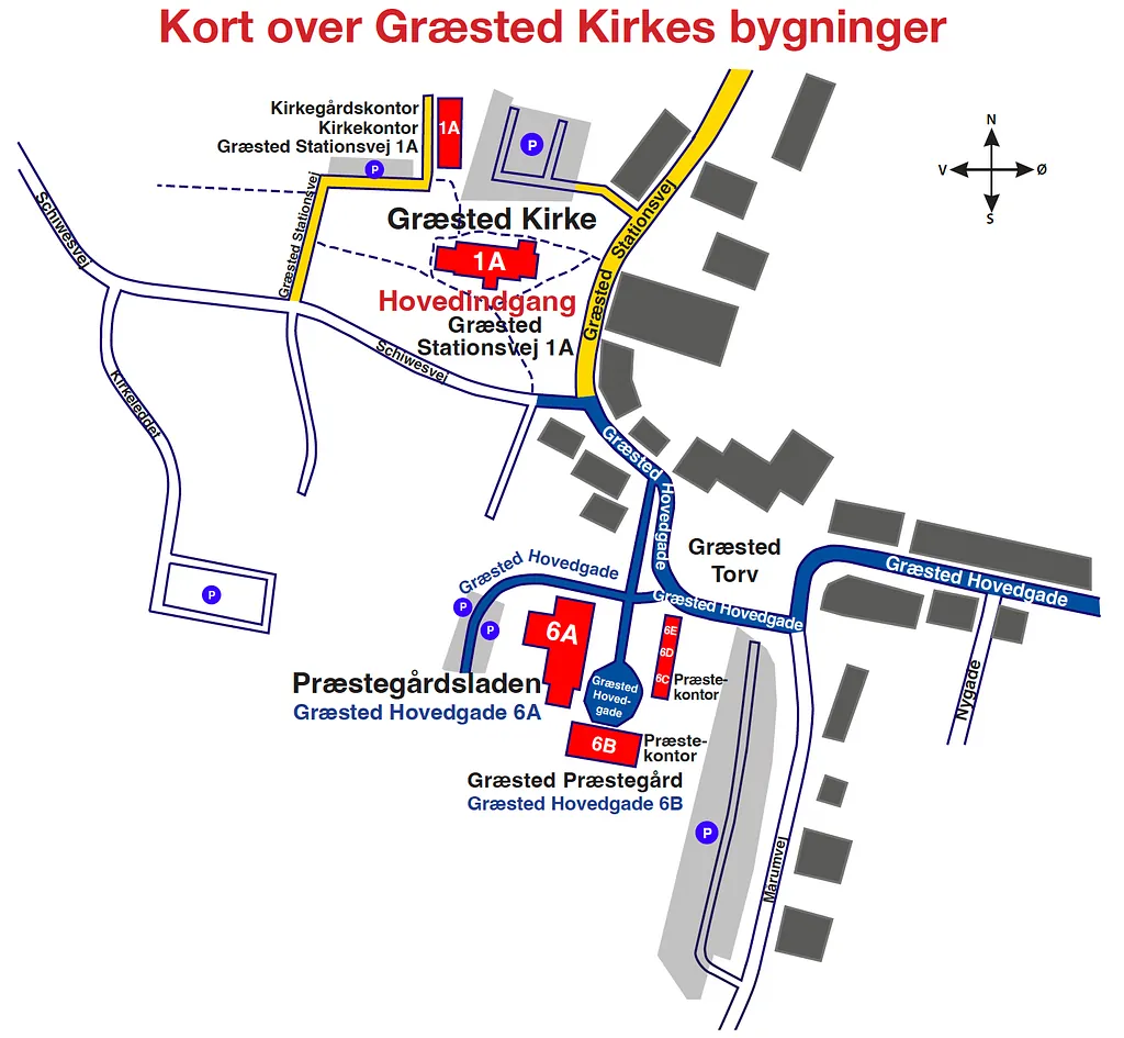 Kort over Græsted Kirkes bygninger
